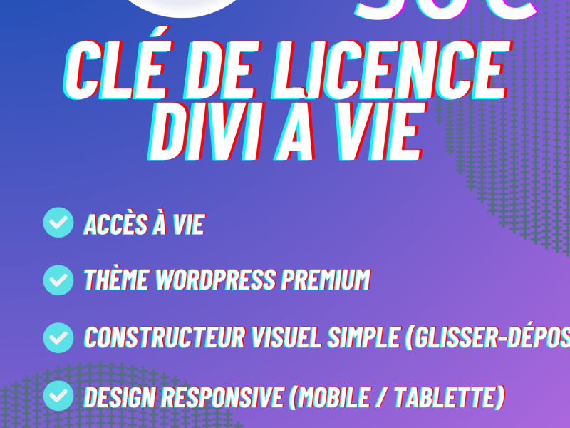 Cle licence divi a vie pour un site