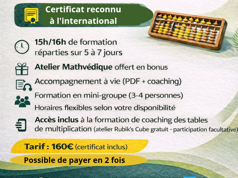 Cours de calcul mental Soroban en ligne pour femmes et enfants