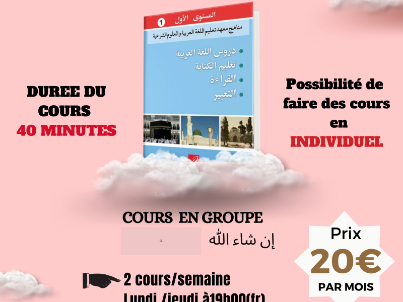 Professeure d’arabe (méthode Médine), cours en groupe ou individuels, apprentissage complet (lecture, écriture, expression)