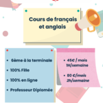 Cours de français et anglais en ligne 100% fille