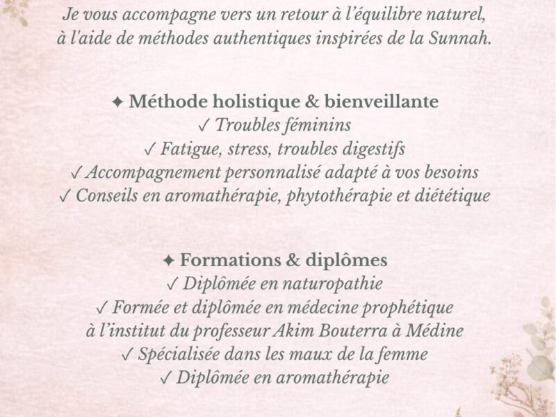 Consultation de Naturopathie selon la médecine prophétique